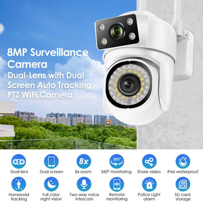 Yourogen  Wifi Camera Dual Len Human Detect Auto Tracking Outdoor 8MP 4K PTZ