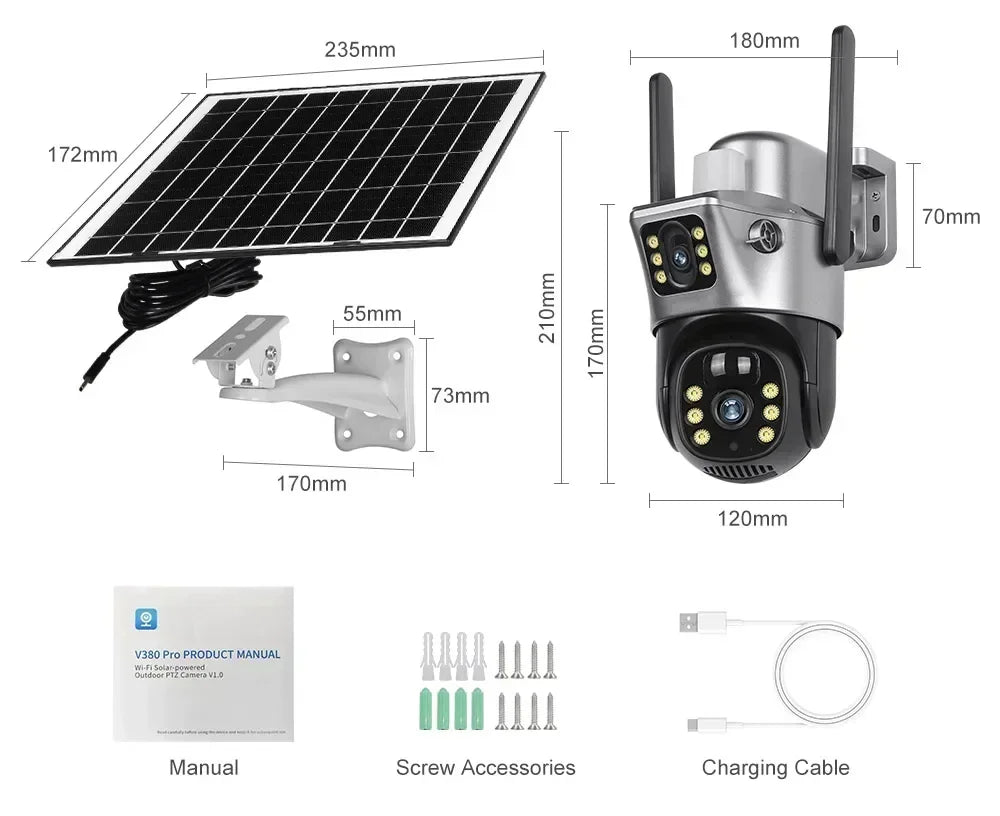 Yourogen 4G SIM Card Solar Camera Outdoor, WiFi, 4K, 8MP, Dual Lens Dual