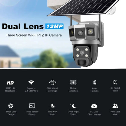 Yourogen 4G Solar Camera Outdoor IP, 6K,12MP, Wi-Fi, Human Detection, V380