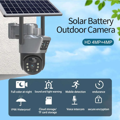 Yourogen 4K 8MP WiFi Solar Camera Dual Lens Dual Screens PIR Human Detection