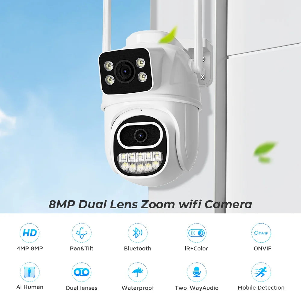 Yourogen 8MP 4K PTZ Wifi Camera Dual Lens with Dual Screen Human Detect Auto Tracking