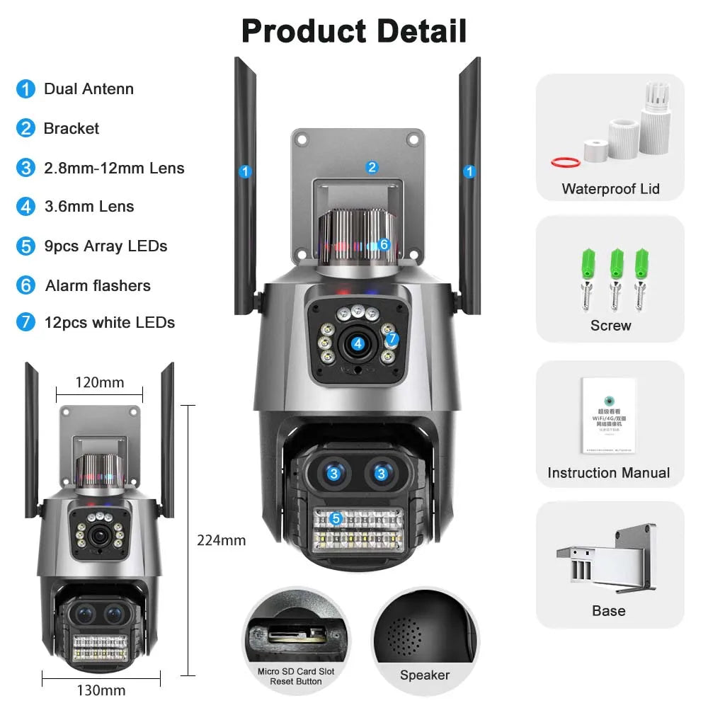 Yourogen 9MP Wi-Fi Camera Outdoor, 8X Zoom, 4K, Three Lens Dual Screen