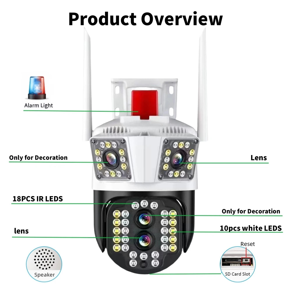 Yourogen External Wifi PTZ Camera Dual Lens 4K 8MP HD