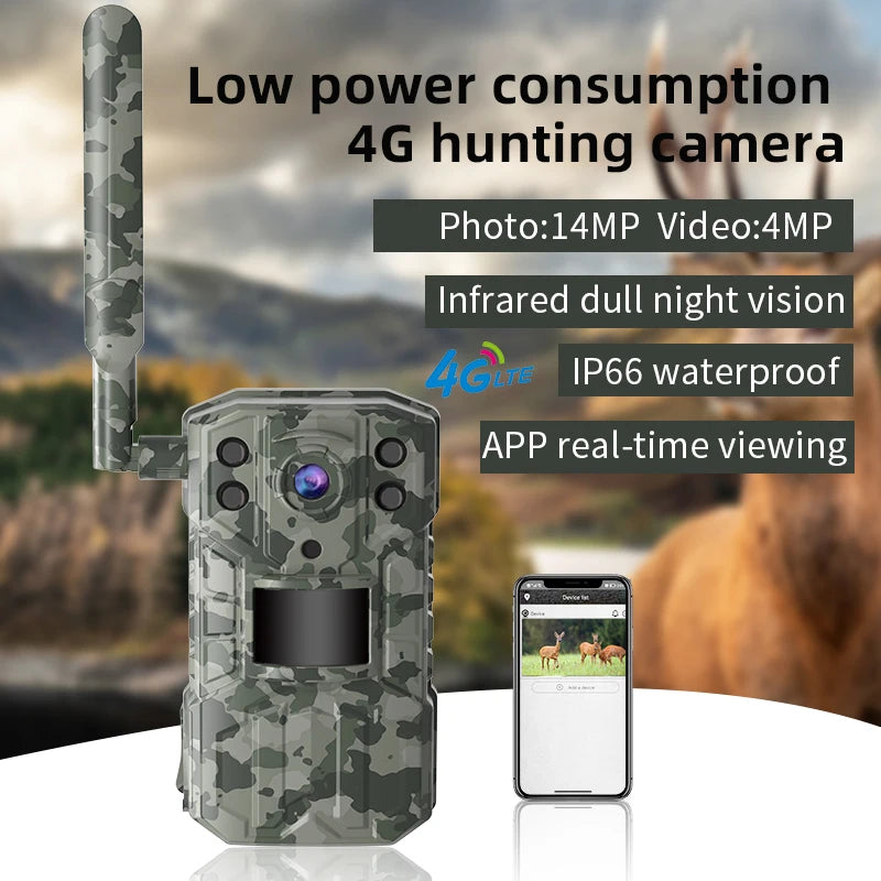 Yourogen Camera 4G SIM Card Solar Outdoor Motion Detection Activated 30M Night Vision IP66 4K 14MP