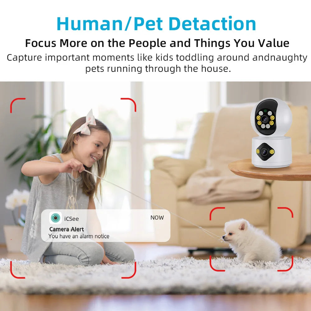 Yourogen 8MP WiFi IP Camera Dual Lens Dual Screen Baby Monitor Home Security Camera