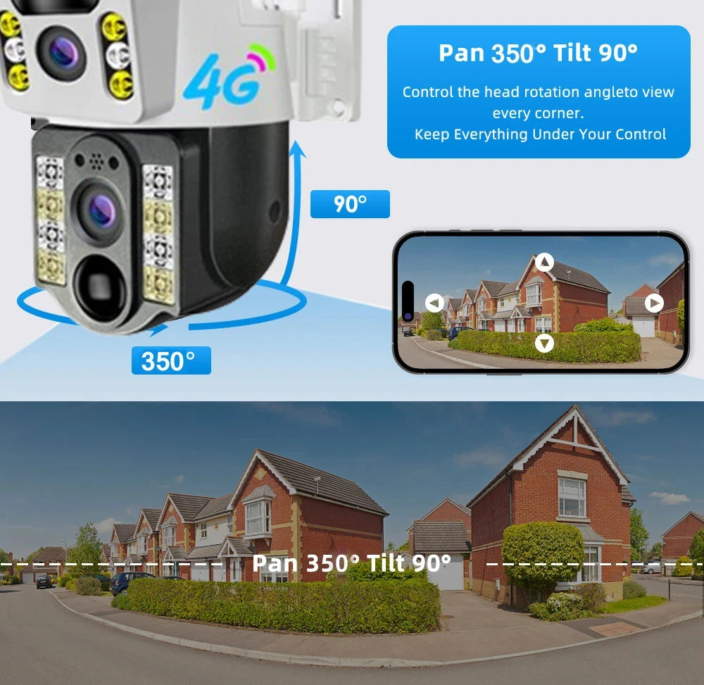 Yourogen 4G SIM Card, V380 Pro, IP66, Waterproof, 8MP solar camera, PIR Night Vision Dual Lens