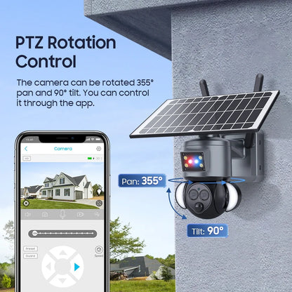 Yourogen 4K 8MP Solar PTZ Camera WIFI Dual Lens 4G SIM Outdoor wireless Surveillance Cam