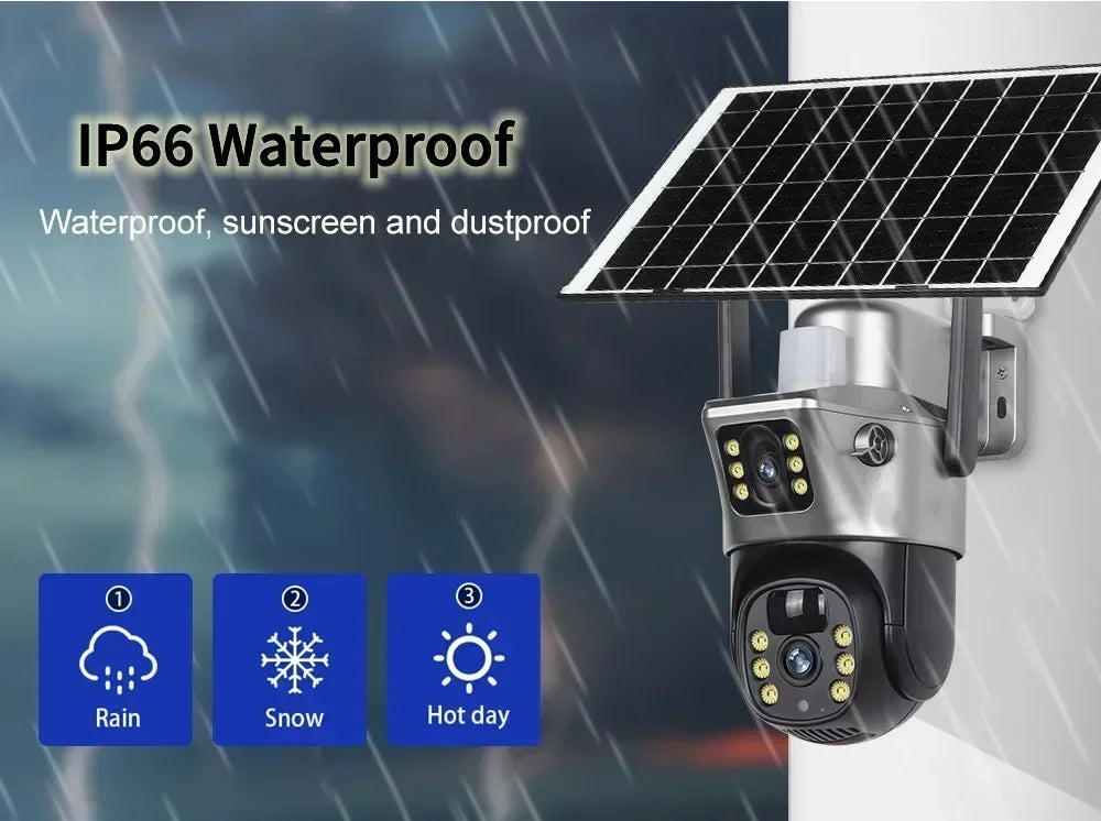 Yourogen 4G SIM Card Solar Camera Outdoor, WiFi, 4K, 8MP, Dual Lens Dual