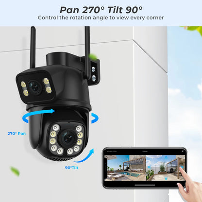 Yourogen 4K 8MP PTZ WIFI Camera 4MP 4X Digital Zoom Dual Lens Dual Screen Auto Tracking