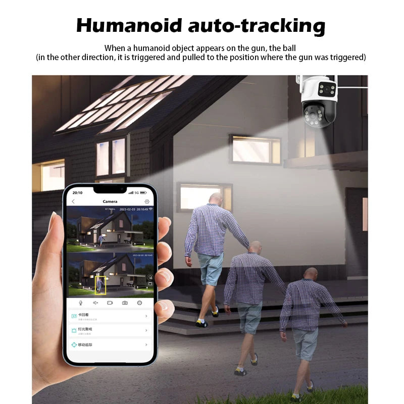 Yourogen Outdoor Wifi Camera, 8MP, Dual Lens, Dual Screen, AI Auto Tracking