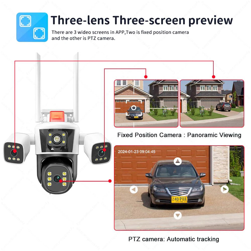 Yourogen Wi-Fi Security Cameras Four Len Three Screens 10X Zoom 16MP, 8K