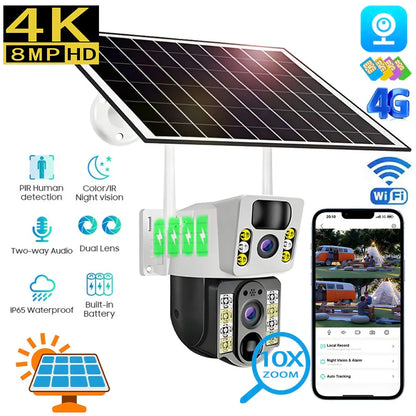 Yourogen Solar Camera 4G SIM Card/Wifi 4K 8MP HD 360