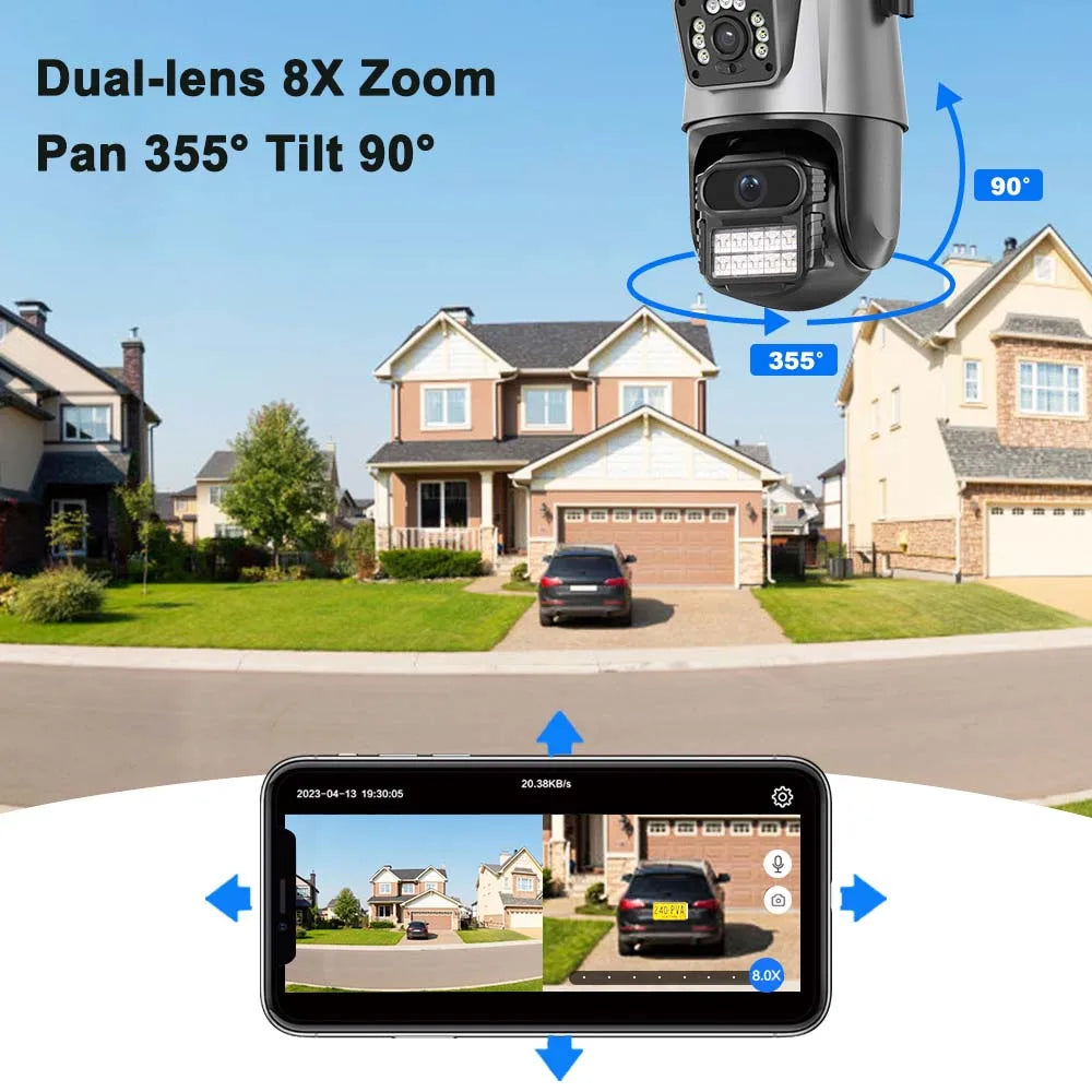 Yourogen 9MP Wi-Fi Camera Outdoor, 8X Zoom, 4K, Three Lens Dual Screen