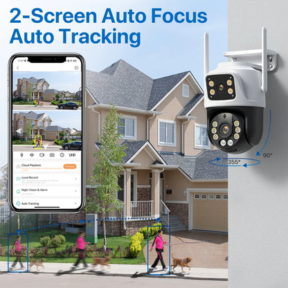 Yourogen Outdoor Wifi Camera, 8MP, Dual Lens, Dual Screen, AI Auto Tracking