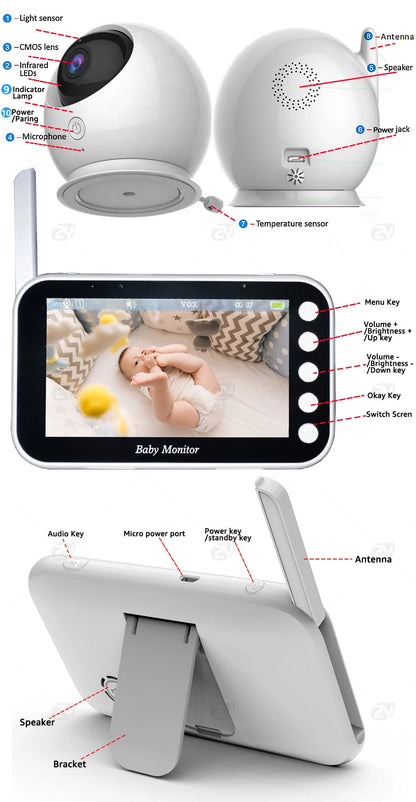 Yourogen Baby Monitor with Long Battery Life 4.3 inch Screen