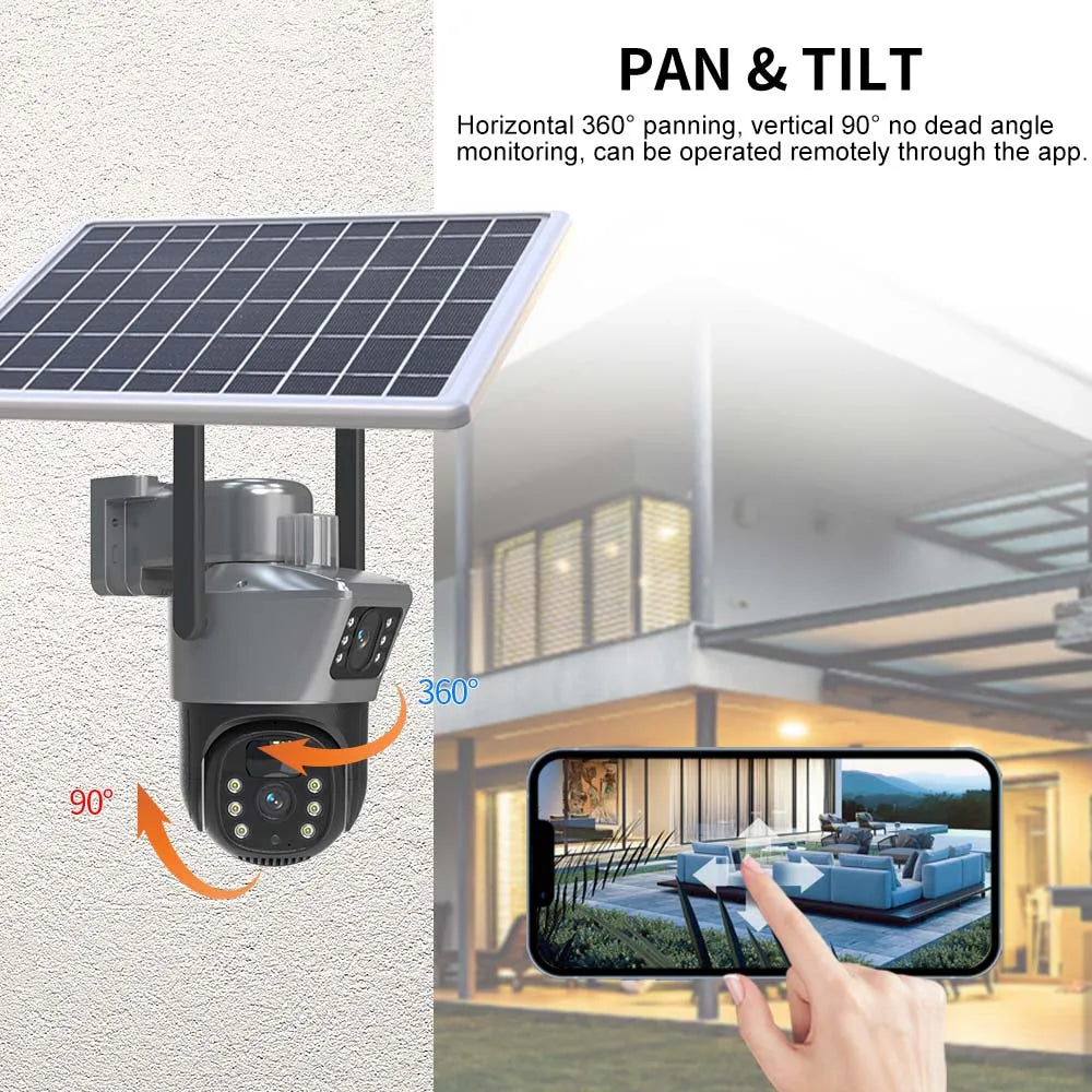 Yourogen 4K 8MP WiFi Solar Camera Dual Lens Dual Screens PIR Human Detection