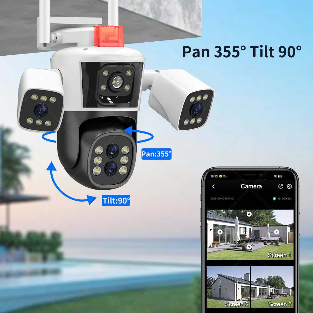 Yourogen 8K 16MP WiFi Camera 10X Zoom Four Lens Outdoor Security Protection PTZ 8K, 16MP,Waterproof