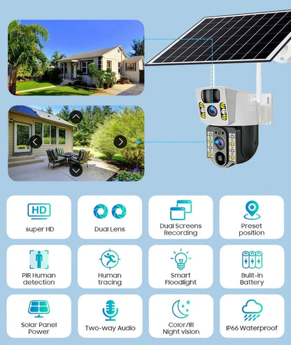 Yourogen 4K 8MP Solar 4G SIM Wi-Fi Camera Dual Lens V380pro Security Camera