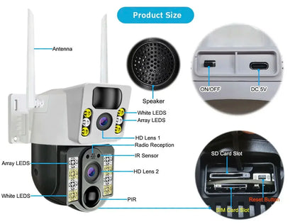 Yourogen Solar Camera 4G SIM Card/Wifi 4K 8MP HD 360