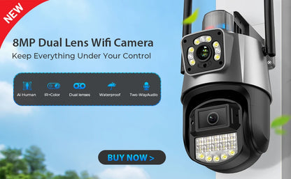 Yourogen 8MP 4K PTZ Wifi Camera Dual Lens with Dual Screen Human Detect Auto Tracking