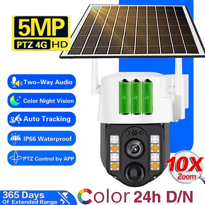 Yourogen 4G SIM Card Wifi 5MP HD Solar Camera Color Night Vision