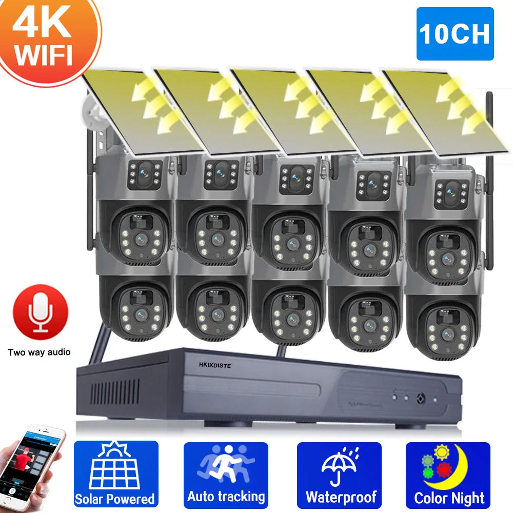 Yourogen 10CH, 5MP, Solar, WIFI, Camera Security System, 4K,5MP, NVR Set