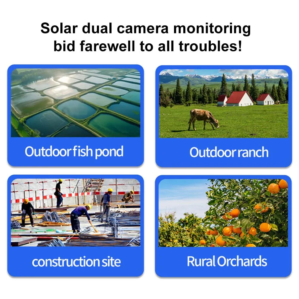 Yourogen 4K 8MP WiFi Solar Camera Dual Lens Dual Screens PIR Human Detection