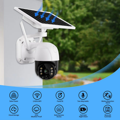 Yourogen  Solar Wifi/4G PTZ Camera Two-Way Audio Humanoid Motion Detection 4X digital zoom IP66 outdoor waterproof Monitor