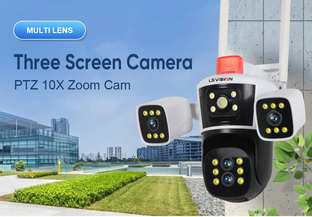 Yourogen 16MP 10X Zoom WiFi Three Screens IP Camera, 8K UHD, Waterproof