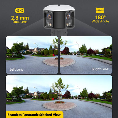 Yourogen  Ultra HD6MP Security Camera Dual Lens 8CH Ai Human Detection 180 Degrees Panoramic