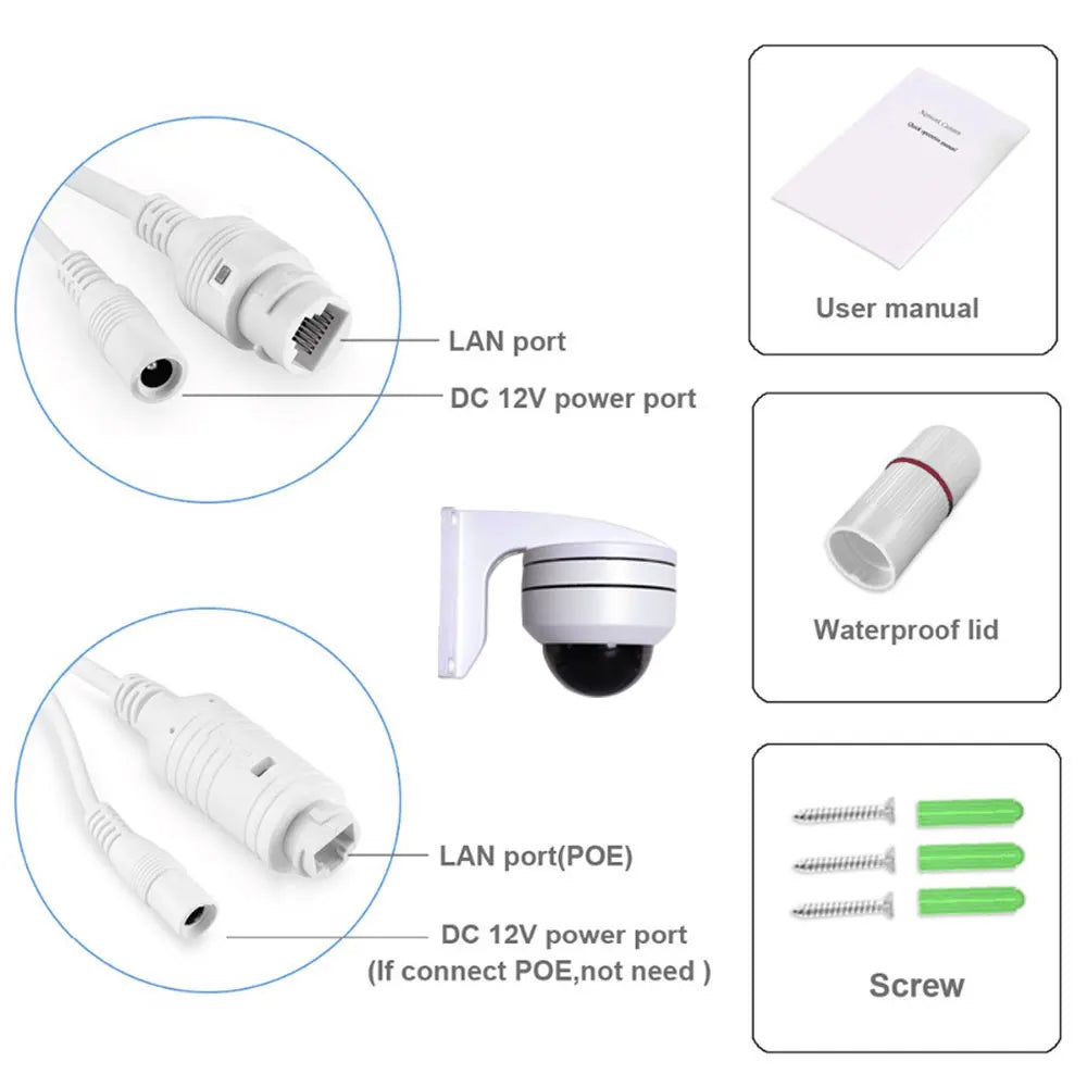 Yourogen Compatible 5MP POE 4k PTZ Camera Outdoor Dome 5X, 8mp