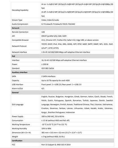 Yourogen HIKVISION Network Video Recorder Plug & Play 4K 8MP