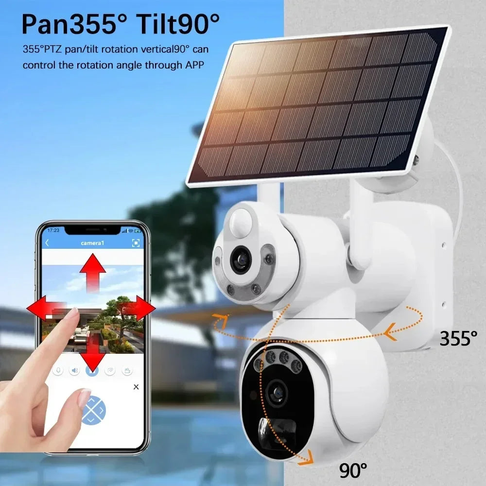 Yourogen Solar Camera, SIM Card 4G, 4K, 8MP, Two-way Audio 360° Camera PIR Detection