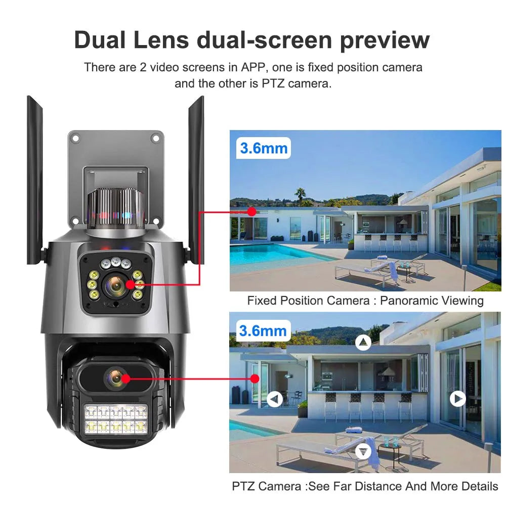 Yourogen 9MP Wi-Fi Camera Outdoor, 8X Zoom, 4K, Three Lens Dual Screen