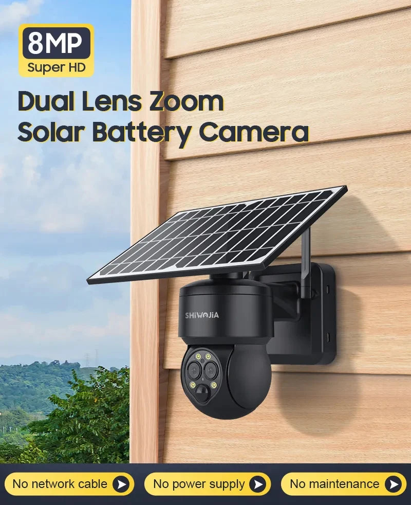 Yourogen 4G SIM Solar Camera WIFI 6W 12X ZOOM 8MP Dual Lens