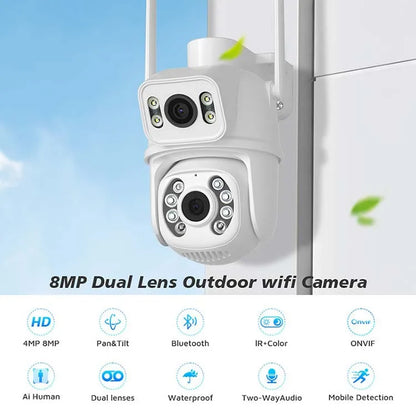 Yourogen 8MP 4K PTZ WIFI Camera Dual Lens Dual Screen 4MP HD AI Human Detection P2P