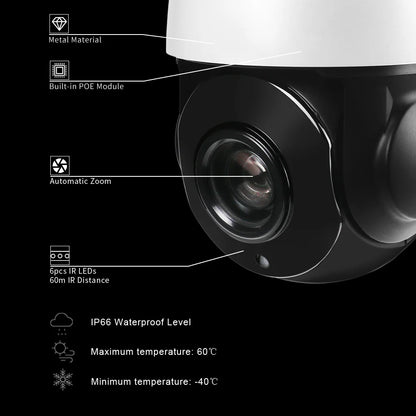 Yourogen 6.0MP POE 20X PTZ Dome IP Camera Outdoor SONY 335 Human Optical Zoom IR 60M