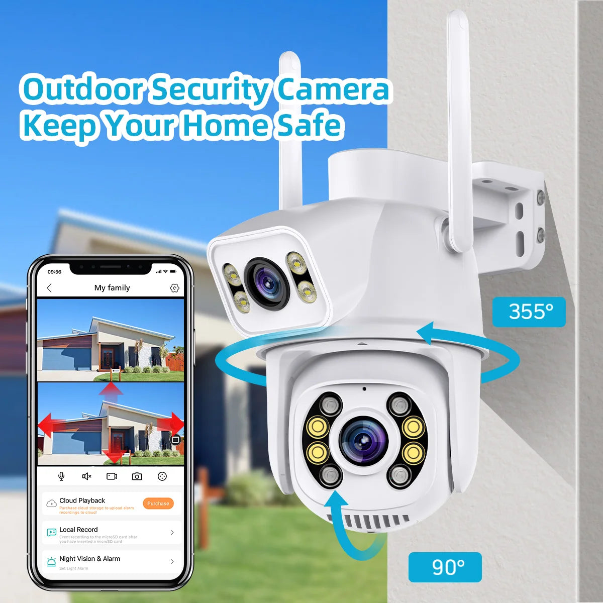 Yourogen 4K 8MP Outdoor Night Vision Dual Screen PTZ Wifi Camera Human Detection 4MP