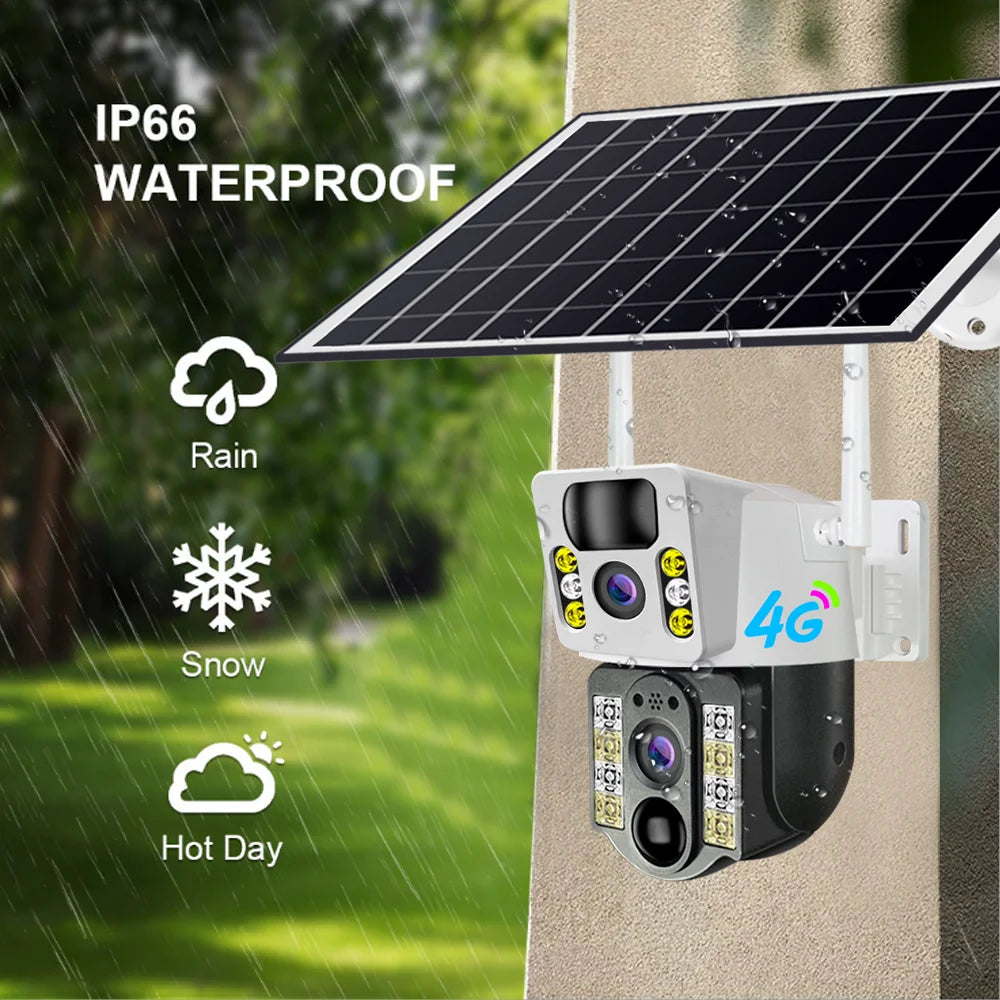 Yourogen 4K 8MP Solar 4G SIM Wi-Fi Camera Dual Lens V380pro Security Camera