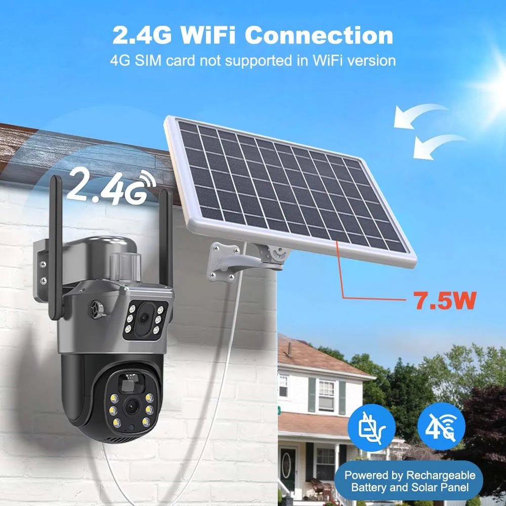 Yourogen 4K 8MP WiFi Solar Camera Dual Lens Dual Screens PIR Human Detection