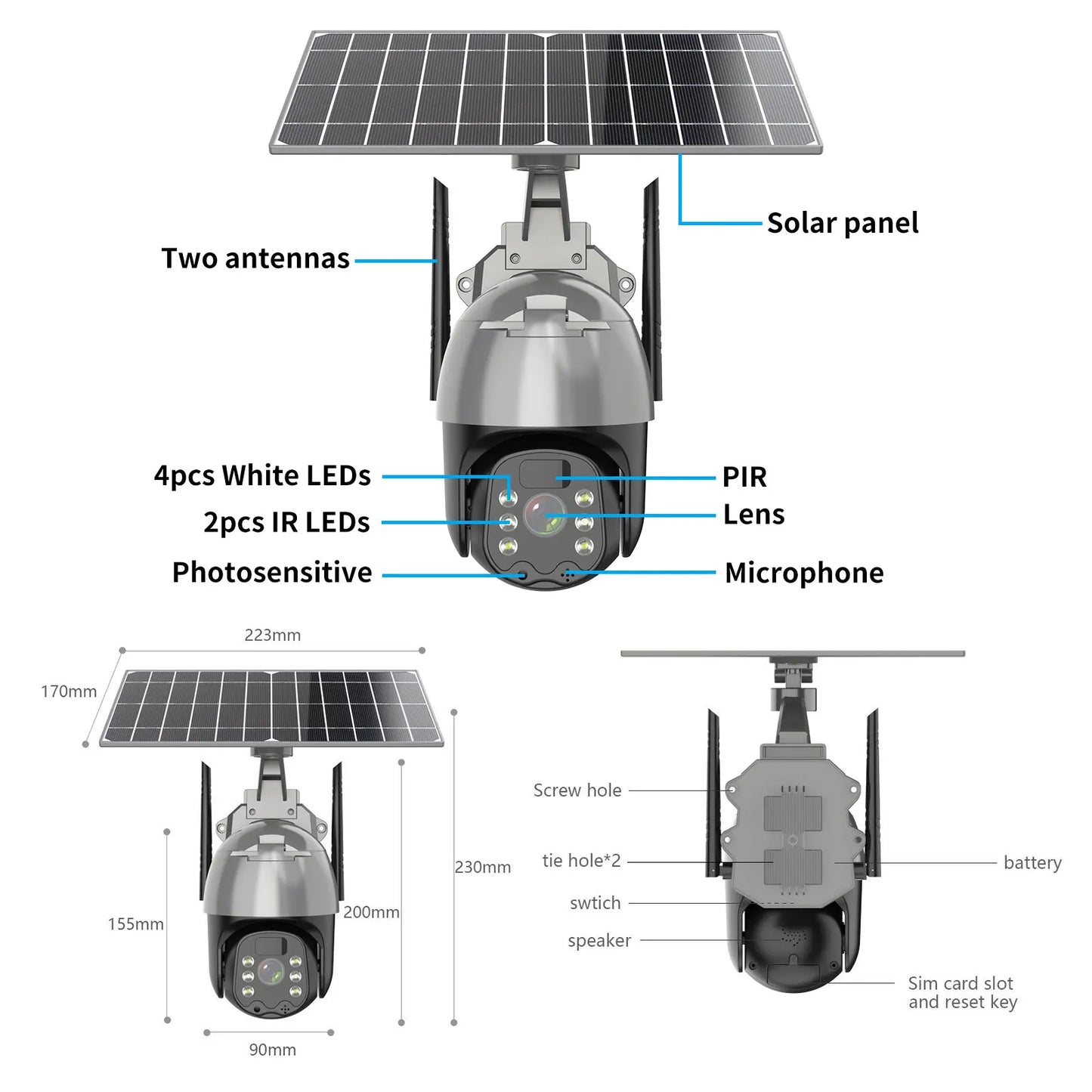 Yourogen  Wireless Camera Smart IP CCTV Video Surveillance 4G LTE FDD  Outdoor Solar  Camera