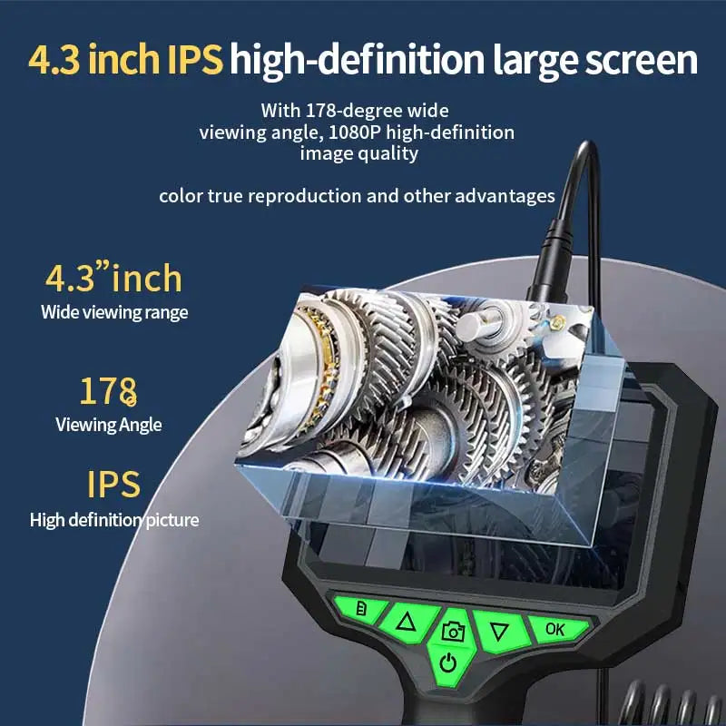 Yourogen Handheld 4.3 Inch IPS HD Screen Industrial Endoscope Camera with LED Light Waterproof