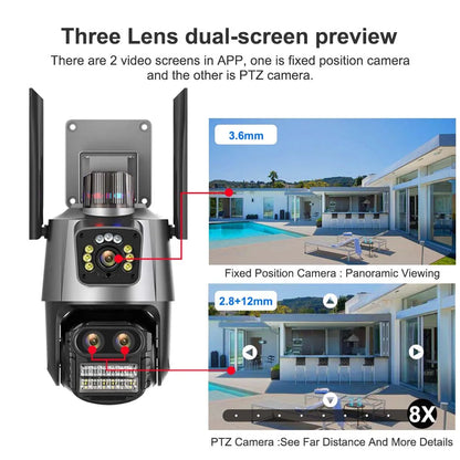 Yourogen 9MP Wi-Fi Camera Outdoor, 8X Zoom, 4K, Three Lens Dual Screen