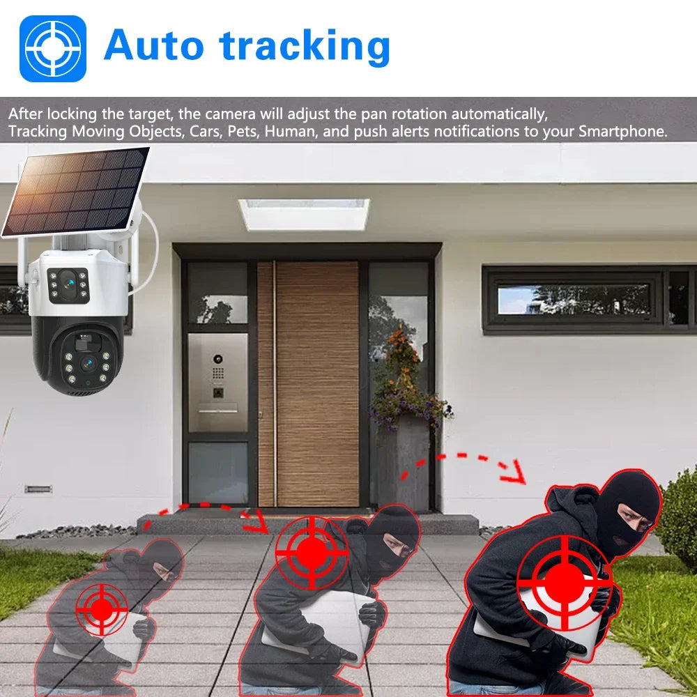 Yourogen 4K Solar wifi Camera Security System, 5MP, 10CH, 2 Way Audio, Battery Powered PTZ IP Camera Set