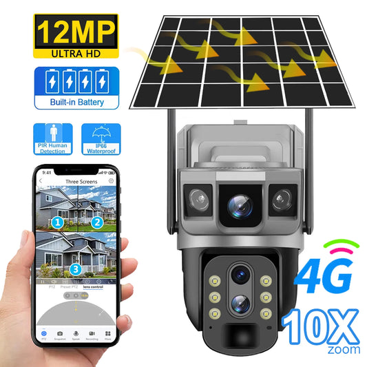 Yourogen 12MP, 6K, Solar, 4G IP Camera, 10X Digital Zoom, Waterproof, Motion Detect, Night Vision, V380 Cam