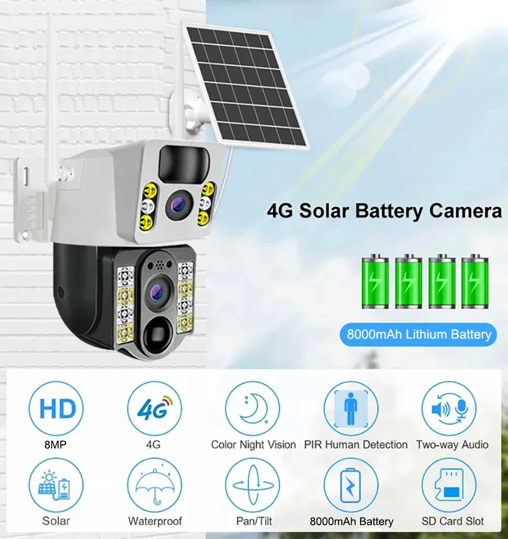 Yourogen Solar Camera 4G SIM Card/Wifi 4K 8MP HD 360