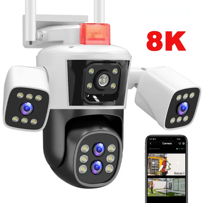 Yourogen WiFi Camera 10X Zoom, 8K, 16MP, Four Lens Outdoor, IP Camera, Auto Tracking, Waterproof