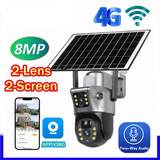 Yourogen 4G SIM Card Solar Camera Outdoor, WiFi, 4K, 8MP, Dual Lens Dual